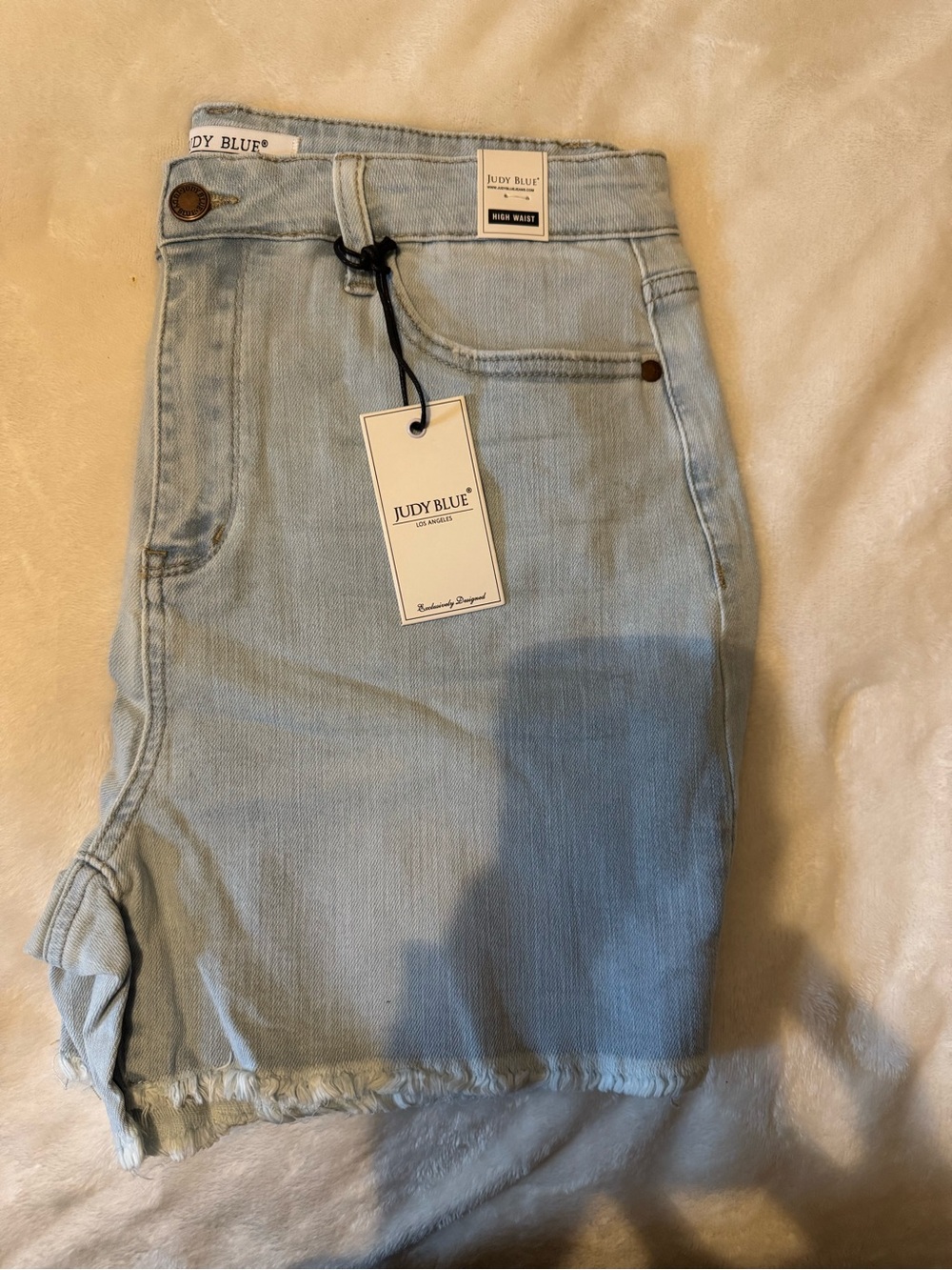 Judy Blue Light Blue High-Rise Frayed Hem Denim Shorts